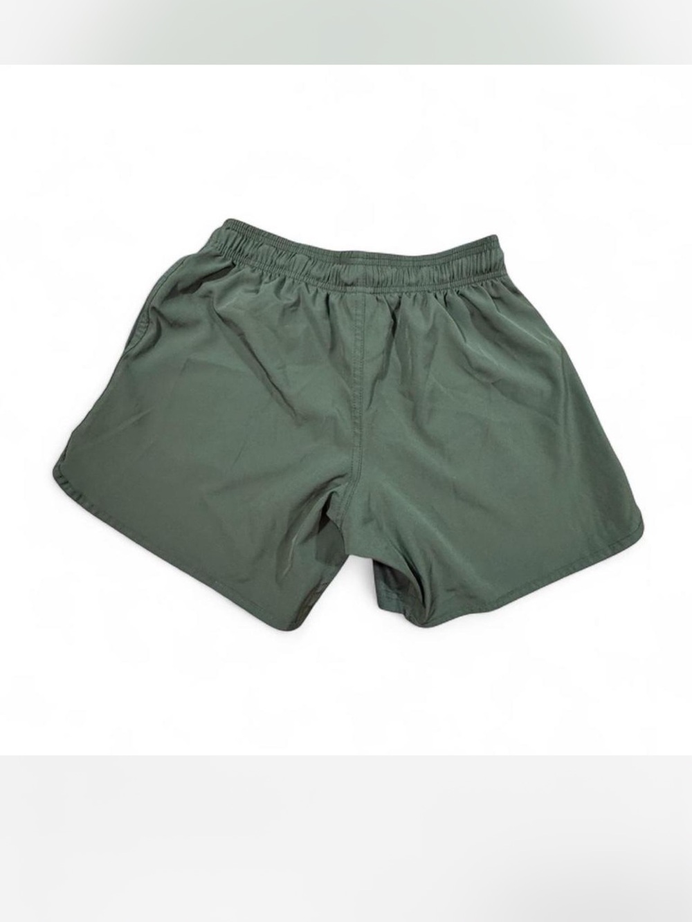 Olive Green Skull Logo Athletic Shorts Gym Goth Streetwear - Picture 4 of 5